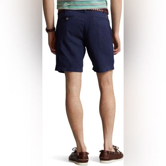 NEW Polo Ralph Lauren Shorts Linen-Cotton Straight Fit Navy Blue Mens Size 38W - Picture 2 of 5